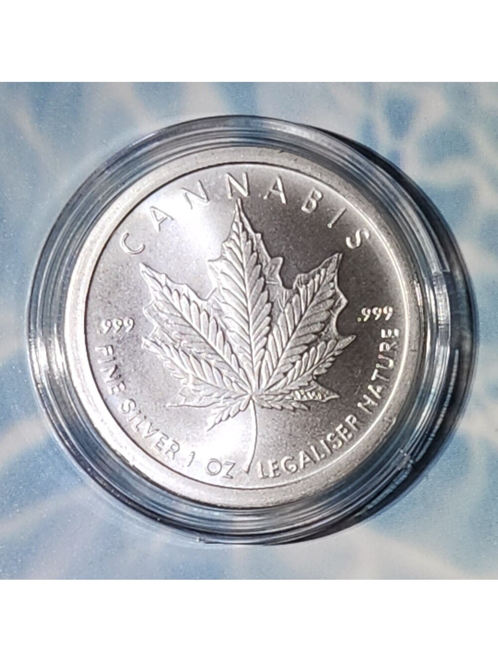 CANNABIS LEGALISER NATURE 1 Oz 999 Fine Silver Bullion Capsule Silver Shield GSM